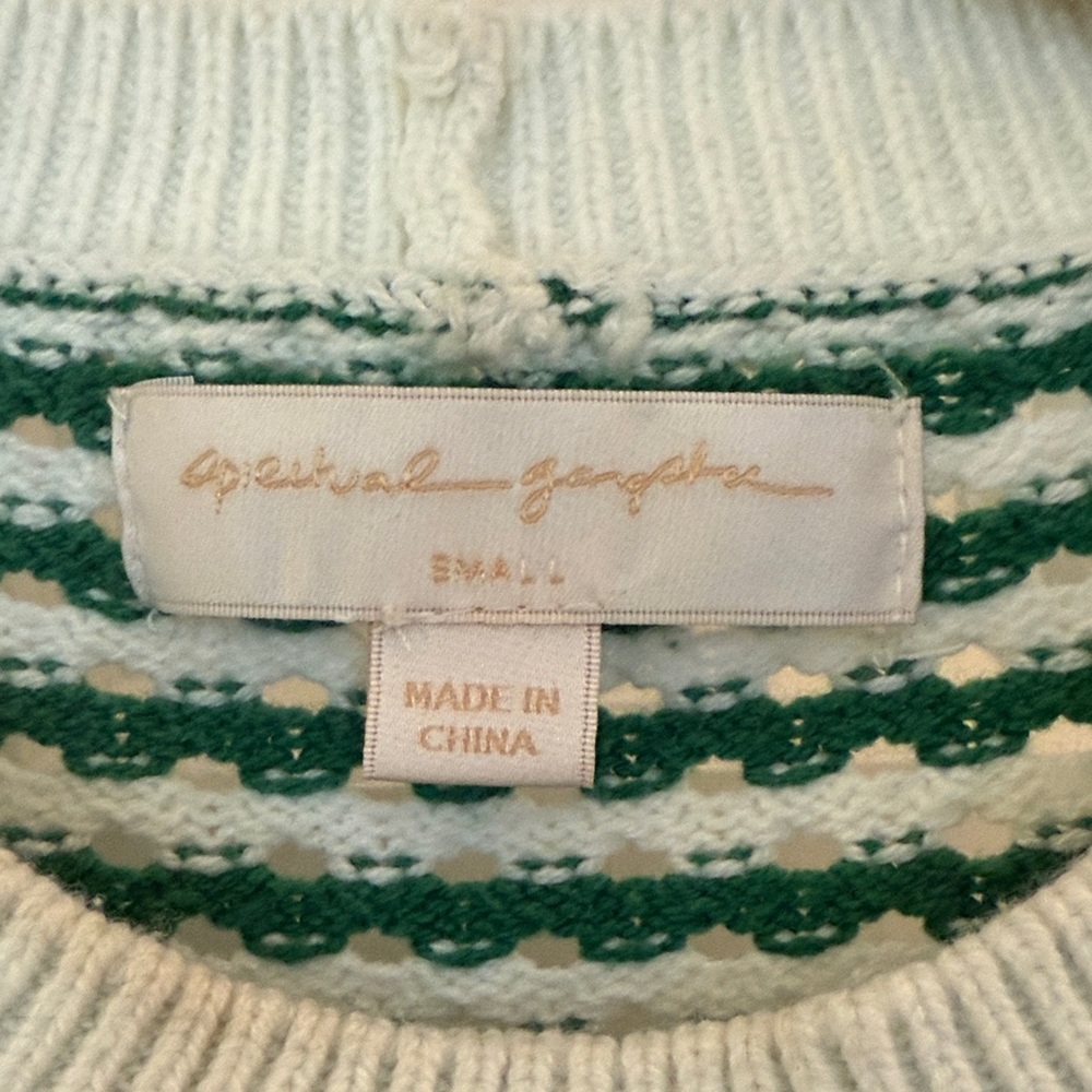Spiritual Gangster Green and Cream Striped Sweater - Picture 2 of 4